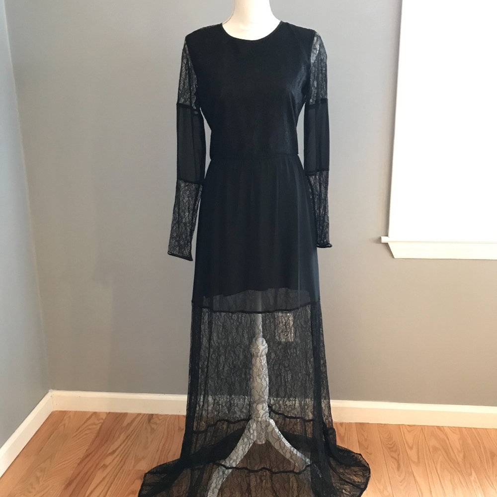 BCBGeneration Black Lace Floor Length Dress